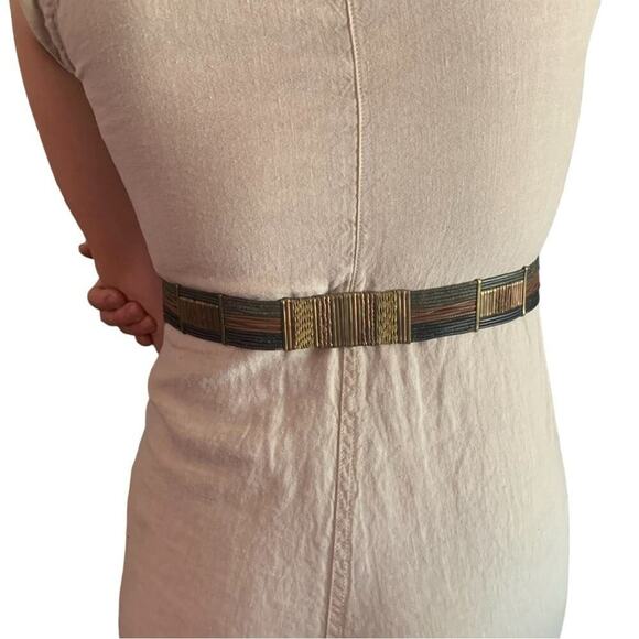 70’s Metal Leather handmade Art Deco Adjustable Statement Belt. - Picture 3 of 13